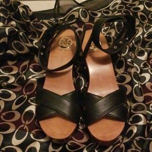 Tory Burch wood wedge with ankle strap
